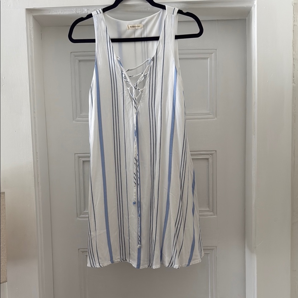 Striped Sleeveless Top - Blue and White